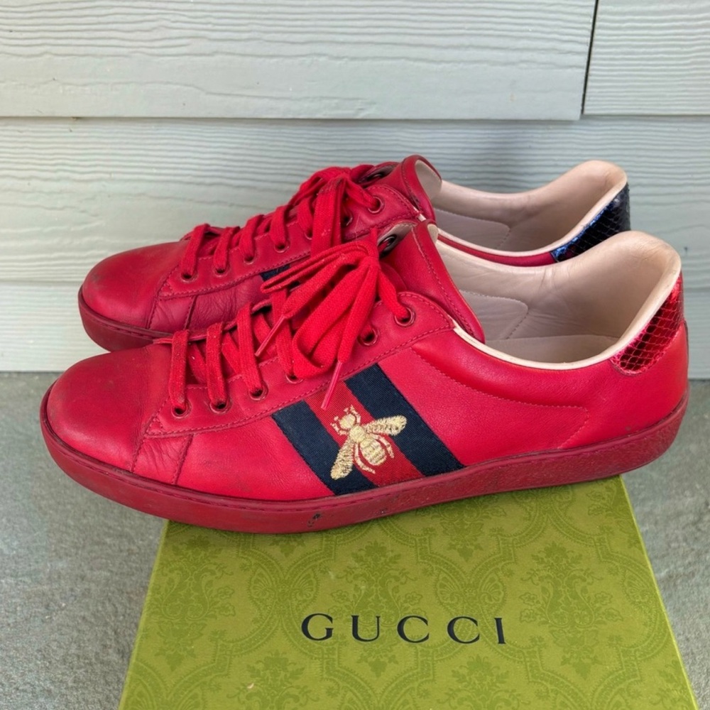 Gucci Ace Red with Gold Bee Sneakers 🔥 - Picture 2 of 7